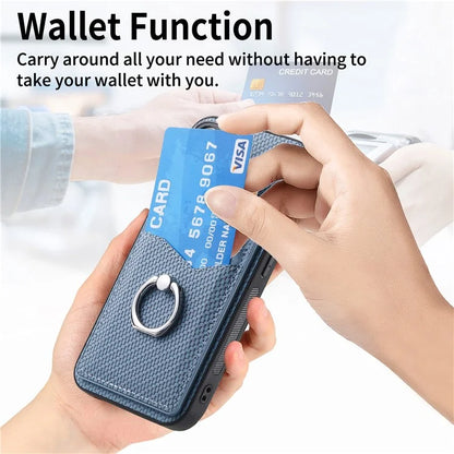 For iPhone 16 Pro Case Card Slots Ring Holder Kickstand Phone Cover