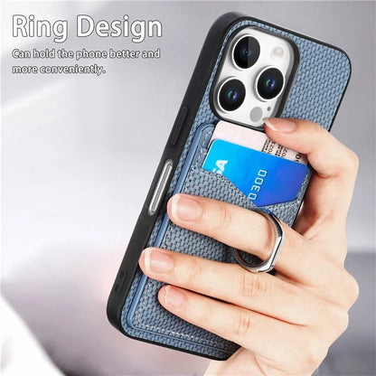 For iPhone 16 Pro Case Card Slots Ring Holder Kickstand Phone Cover