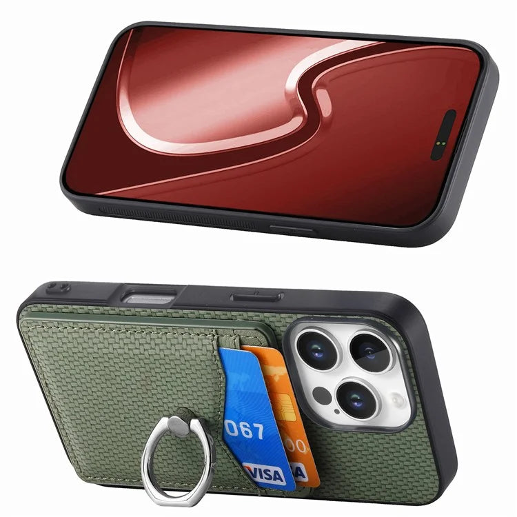 For iPhone 16 Pro Case Card Slots Ring Holder Kickstand Phone Cover