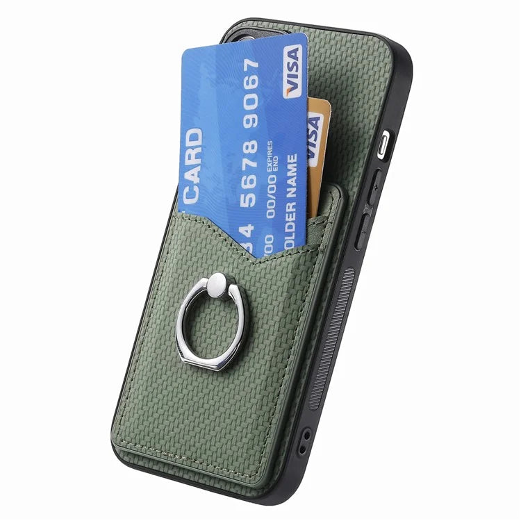 For iPhone 16 Pro Case Card Slots Ring Holder Kickstand Phone Cover
