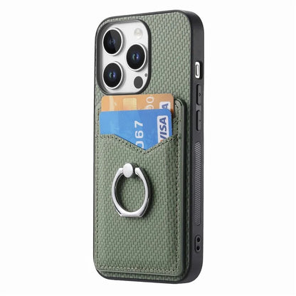 For iPhone 16 Pro Case Card Slots Ring Holder Kickstand Phone Cover