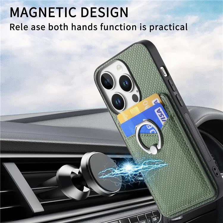 For iPhone 16 Pro Case Card Slots Ring Holder Kickstand Phone Cover