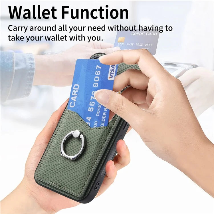 For iPhone 16 Pro Case Card Slots Ring Holder Kickstand Phone Cover