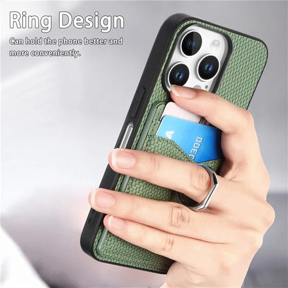 For iPhone 16 Pro Case Card Slots Ring Holder Kickstand Phone Cover