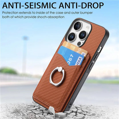 For iPhone 16 Pro Case Card Slots Ring Holder Kickstand Phone Cover