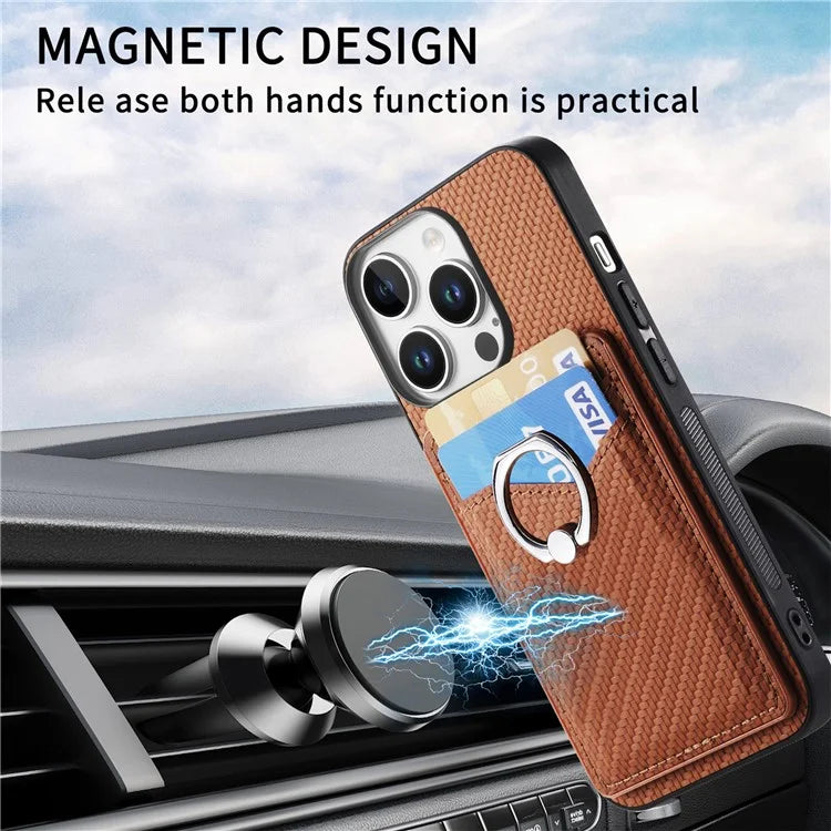 For iPhone 16 Pro Case Card Slots Ring Holder Kickstand Phone Cover