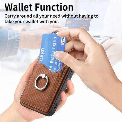 For iPhone 16 Pro Case Card Slots Ring Holder Kickstand Phone Cover