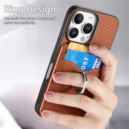 For iPhone 16 Pro Case Card Slots Ring Holder Kickstand Phone Cover