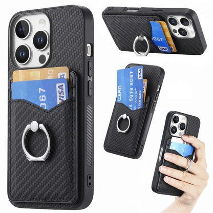 For iPhone 16 Pro Case Card Slots Ring Holder Kickstand Phone Cover