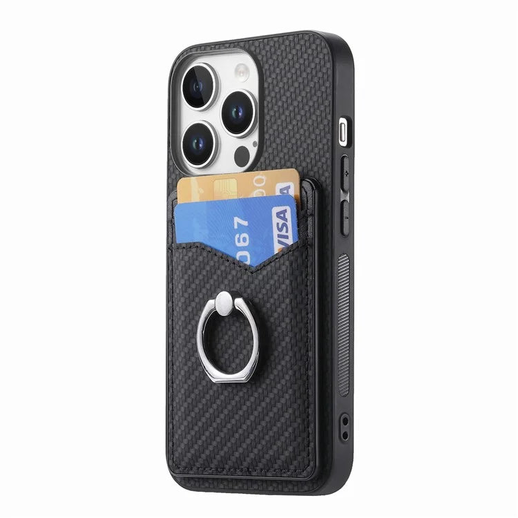 For iPhone 16 Pro Case Card Slots Ring Holder Kickstand Phone Cover