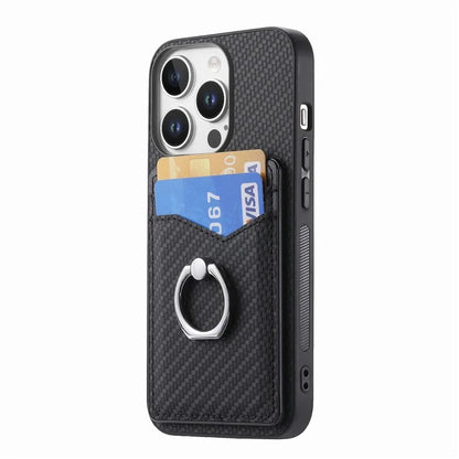 For iPhone 16 Pro Case Card Slots Ring Holder Kickstand Phone Cover
