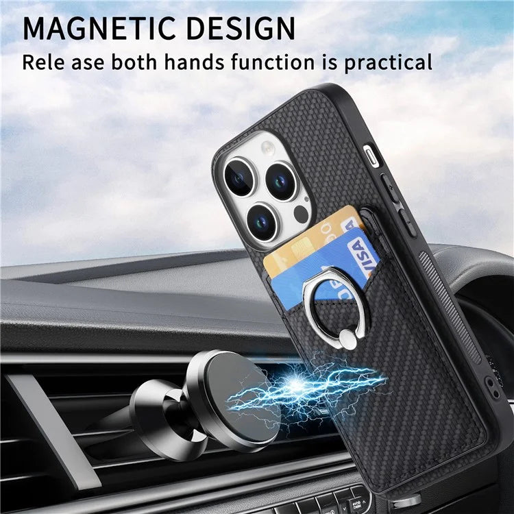 For iPhone 16 Pro Case Card Slots Ring Holder Kickstand Phone Cover