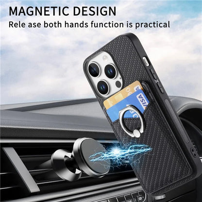 For iPhone 16 Pro Case Card Slots Ring Holder Kickstand Phone Cover