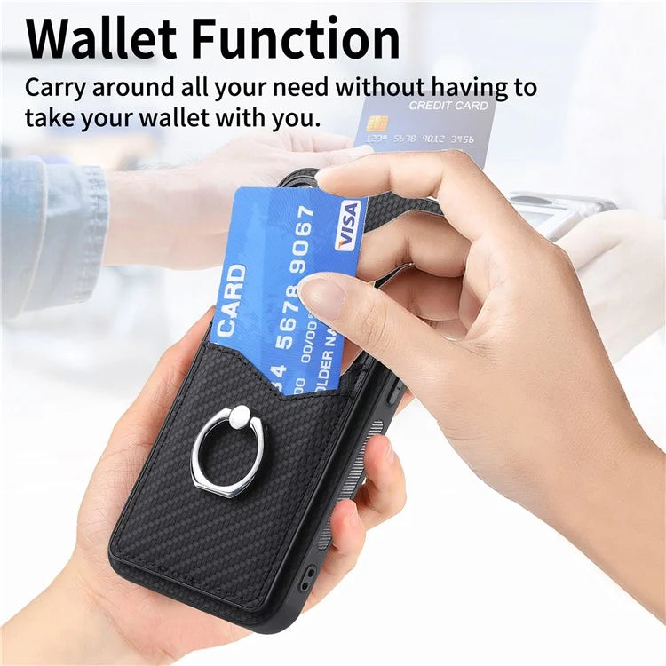 For iPhone 16 Pro Case Card Slots Ring Holder Kickstand Phone Cover