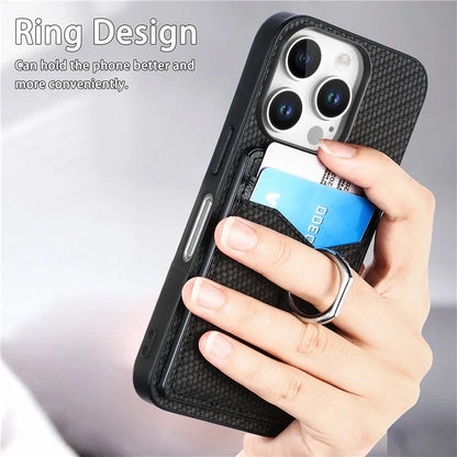 For iPhone 16 Pro Case Card Slots Ring Holder Kickstand Phone Cover