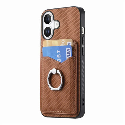 For iPhone 16 Case Card Slots Ring Holder Kickstand Phone Cover