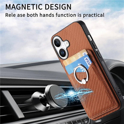 For iPhone 16 Case Card Slots Ring Holder Kickstand Phone Cover