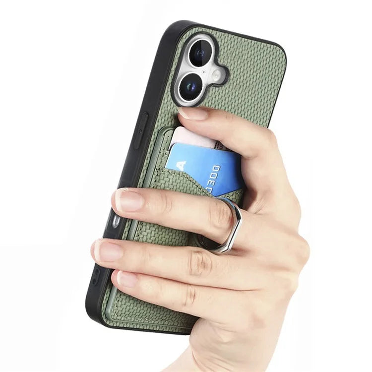 For iPhone 16 Case Card Slots Ring Holder Kickstand Phone Cover