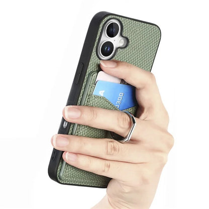 For iPhone 16 Case Card Slots Ring Holder Kickstand Phone Cover