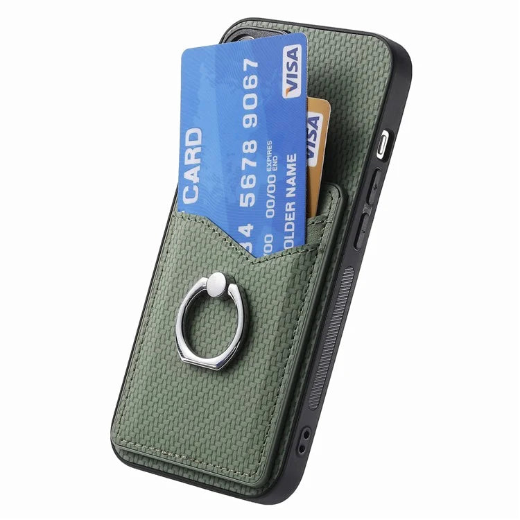 For iPhone 16 Case Card Slots Ring Holder Kickstand Phone Cover