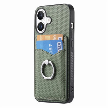 For iPhone 16 Case Card Slots Ring Holder Kickstand Phone Cover