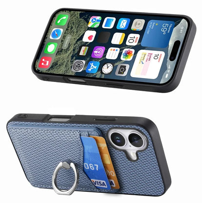 For iPhone 16 Case Card Slots Ring Holder Kickstand Phone Cover