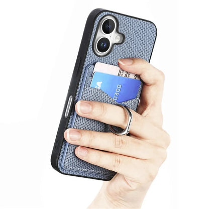 For iPhone 16 Case Card Slots Ring Holder Kickstand Phone Cover