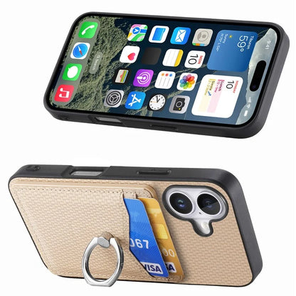 For iPhone 16 Case Card Slots Ring Holder Kickstand Phone Cover