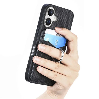 For iPhone 16 Case Card Slots Ring Holder Kickstand Phone Cover