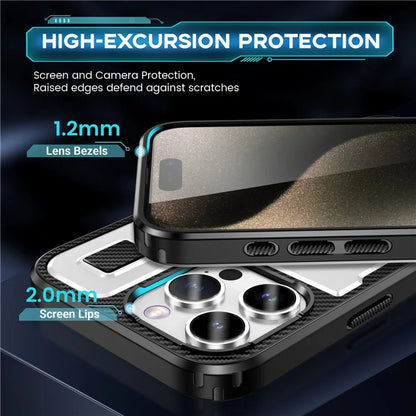 For iPhone 15 Pro Max Case TPU+PC Kickstand Phone Cover with Silicone Finger Strap