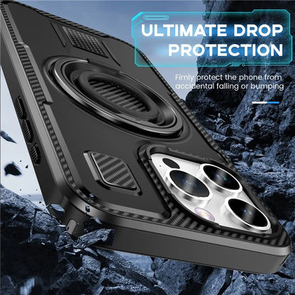For iPhone 15 Pro Max Case TPU+PC Kickstand Phone Cover with Silicone Finger Strap