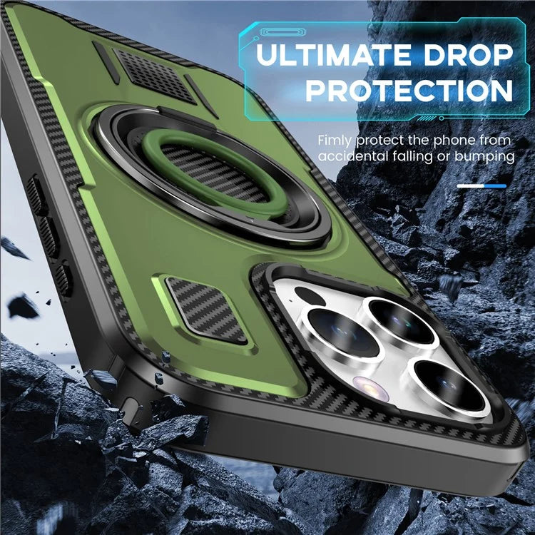 For iPhone 15 Pro Max Case TPU+PC Kickstand Phone Cover with Silicone Finger Strap