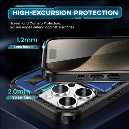 For iPhone 15 Pro Max Case TPU+PC Kickstand Phone Cover with Silicone Finger Strap