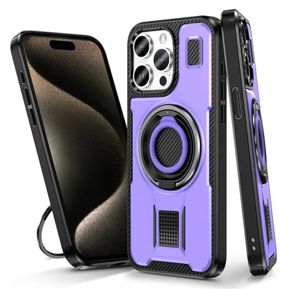 For iPhone 15 Pro Max Case TPU+PC Kickstand Phone Cover with Silicone Finger Strap