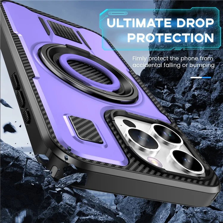 For iPhone 15 Pro Max Case TPU+PC Kickstand Phone Cover with Silicone Finger Strap