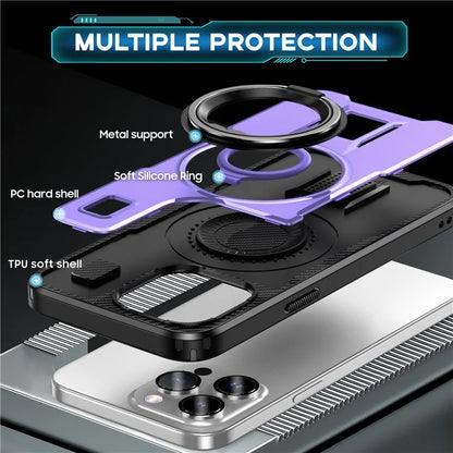 For iPhone 15 Pro Max Case TPU+PC Kickstand Phone Cover with Silicone Finger Strap