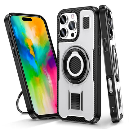 For iPhone 16 Pro Max Case TPU+PC Kickstand Phone Cover with Silicone Finger Strap