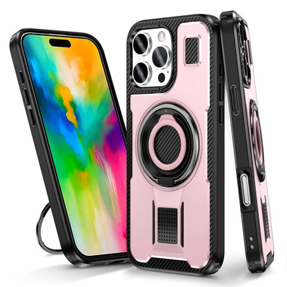 For iPhone 16 Pro Max Case TPU+PC Kickstand Phone Cover with Silicone Finger Strap