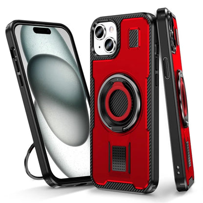 For iPhone 15 Case TPU+PC Kickstand Phone Cover with Silicone Finger Strap