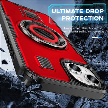 For iPhone 15 Case TPU+PC Kickstand Phone Cover with Silicone Finger Strap