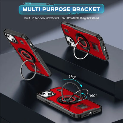 For iPhone 15 Case TPU+PC Kickstand Phone Cover with Silicone Finger Strap