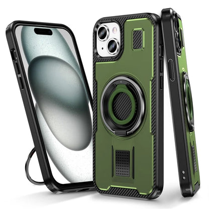 For iPhone 15 Case TPU+PC Kickstand Phone Cover with Silicone Finger Strap