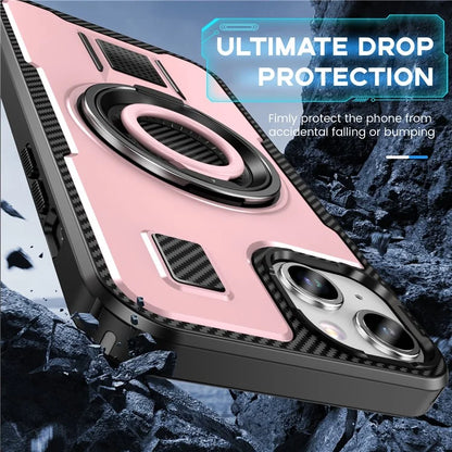 For iPhone 15 Case TPU+PC Kickstand Phone Cover with Silicone Finger Strap