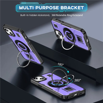 For iPhone 15 Case TPU+PC Kickstand Phone Cover with Silicone Finger Strap