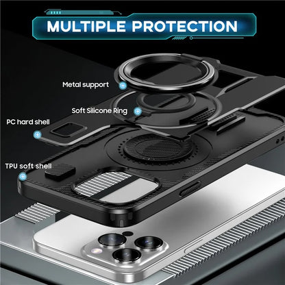 For iPhone 15 Pro Case TPU+PC Kickstand Phone Cover with Silicone Finger Strap