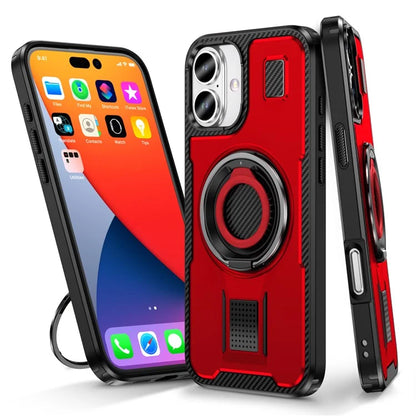 For iPhone 16 Case TPU+PC Kickstand Phone Cover with Silicone Finger Strap