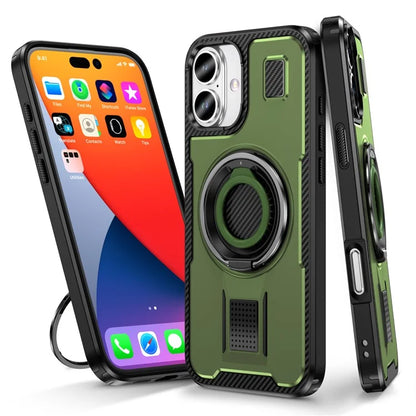For iPhone 16 Case TPU+PC Kickstand Phone Cover with Silicone Finger Strap