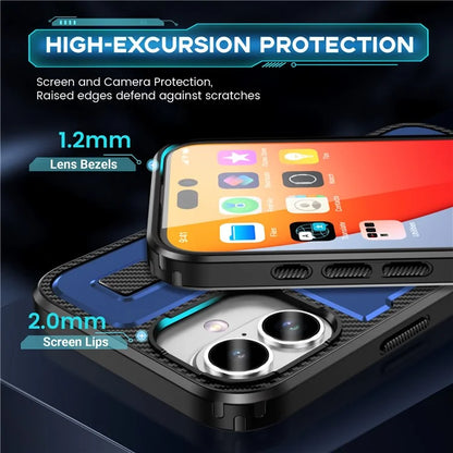 For iPhone 16 Case TPU+PC Kickstand Phone Cover with Silicone Finger Strap