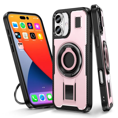 For iPhone 16 Case TPU+PC Kickstand Phone Cover with Silicone Finger Strap
