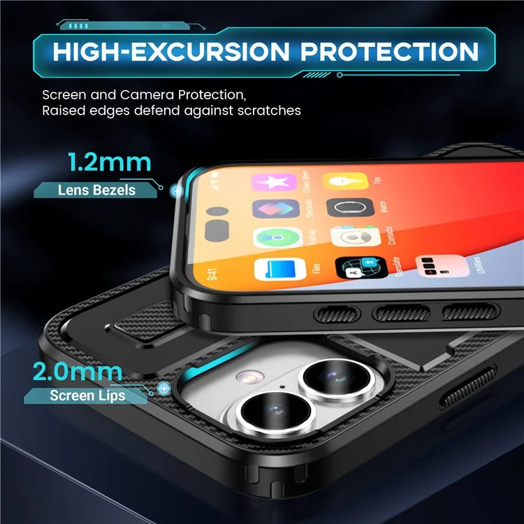 For iPhone 16 Plus Case TPU+PC Kickstand Phone Cover with Silicone Finger Strap